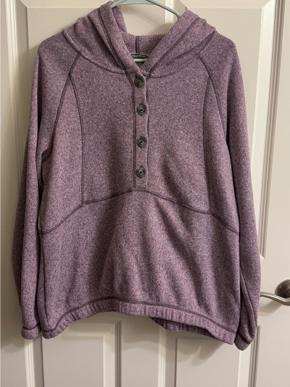 Eddie Bauer Lavender Button-Placket Hoodie